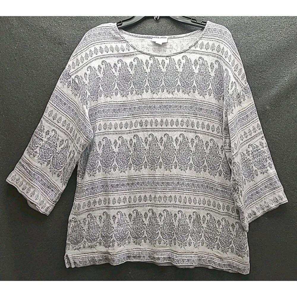 Pure Jill Hemp Cotton Blend popover Lightly woven Coquette Tunic M